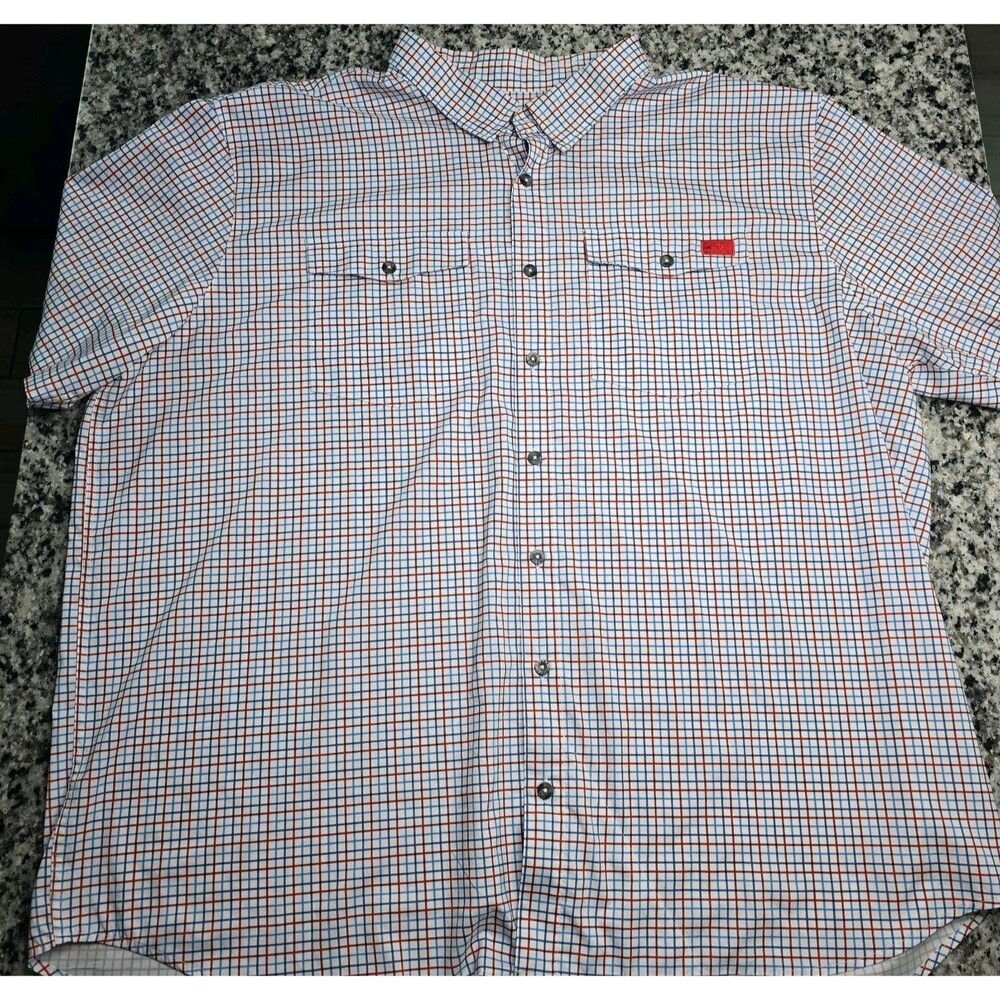 Drake Waterfowl Men's 3XL Red White And Blue Vented Fishing Shirt